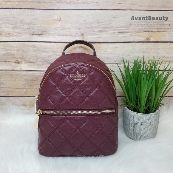 Kate Spade Mini Convertible Backpack Leather Red maroon nwt leather quilted main image 5